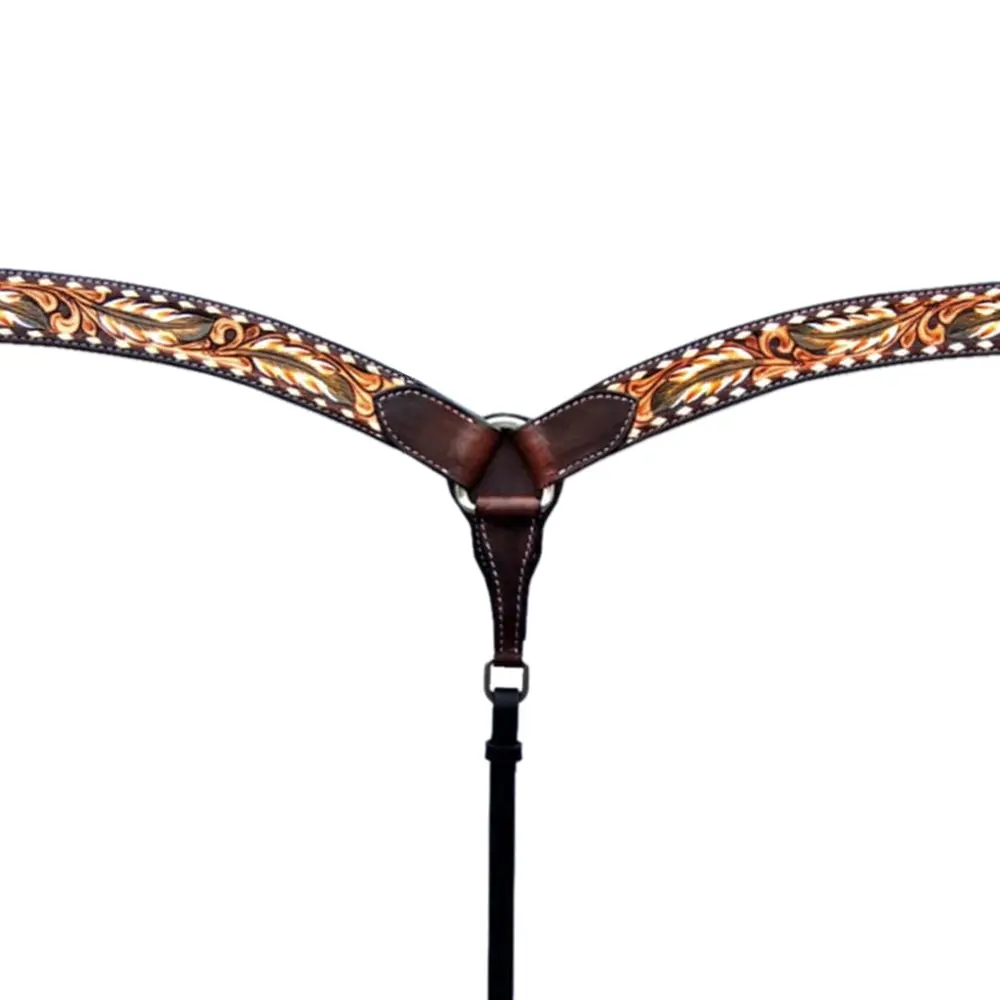 Bar H Equine Genuine Western American Leather Horse Premium Headstall & Breast Collar Set 2