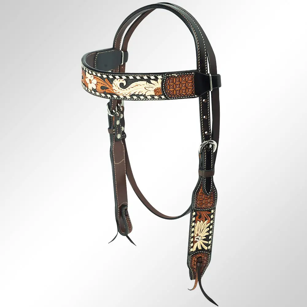 American Darling Western Horse Headstall Leather Dark Brown | Genuine 1