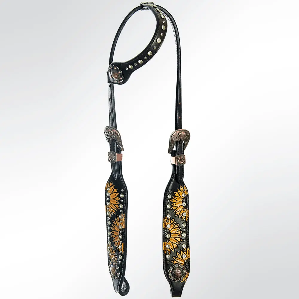 American Darling Western Horse One Ear Headstall Breast Collar Set Leather 2