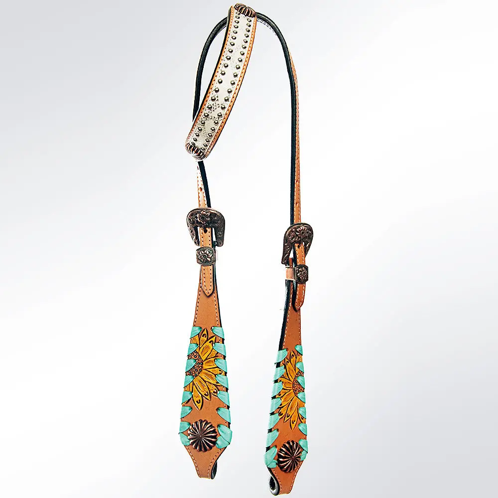 American Darling Adpaf110-Hs Western Horse Floral One Ear Headstall Leather 1