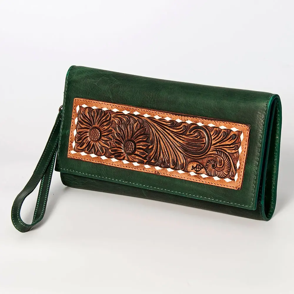 American Darling Wristlet Hand Tooled Genuine Leather Women Bag Western Handbag Purse 1