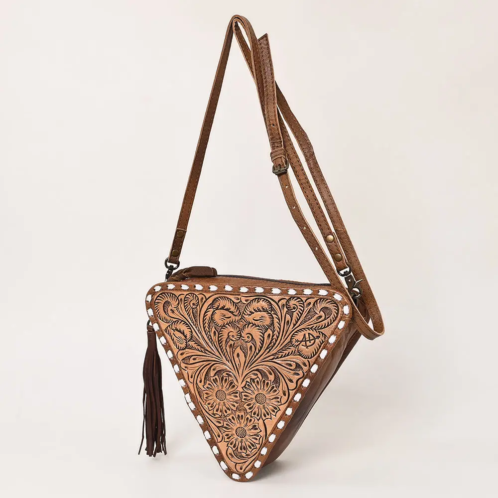 American Darling Cross Body Bag Hand Tooled Floral Carved Genuine Leather Western Purse With Ykk Zipper 4