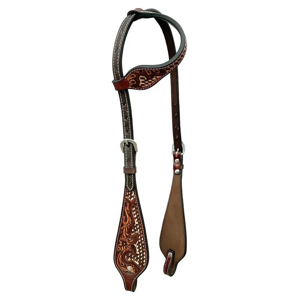 Bar H Equine American Leather Horse Saddle Tack One Ear Headstall Breast Collar Browband Wither Strap Set Classy Brown 1