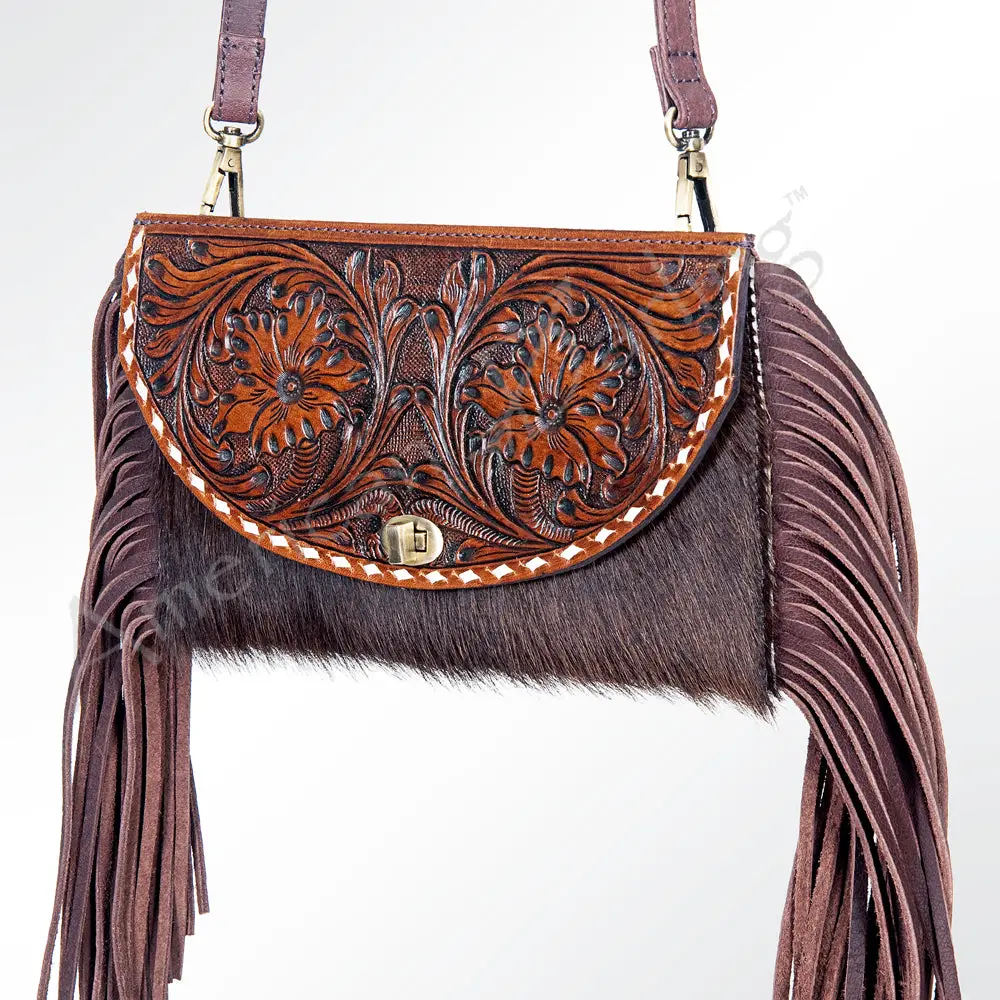 American Darling Women's Wallet Hand Tooled Hair On Genuine Leather Handbag And Ladies Purse 1
