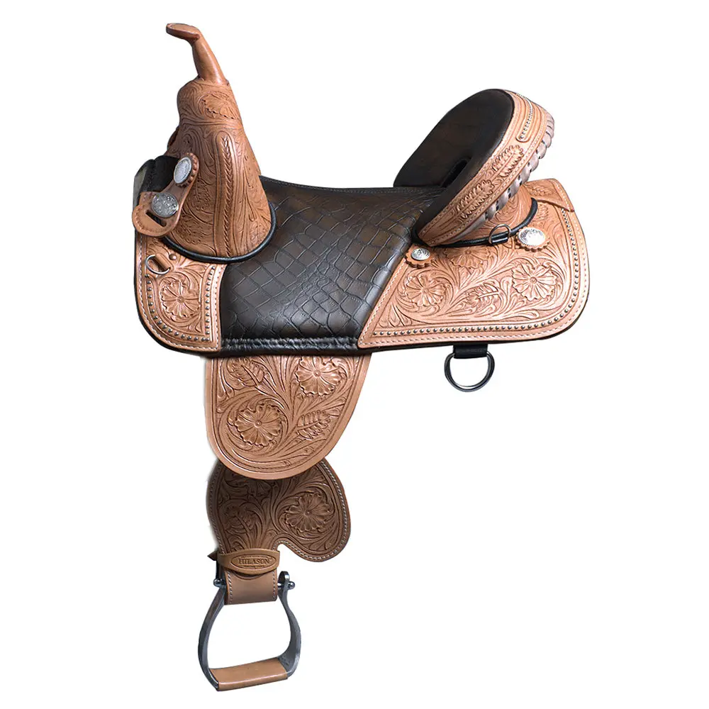 16 In Western Horse Saddle Treeless Trail Barrel Racing American Leather 1