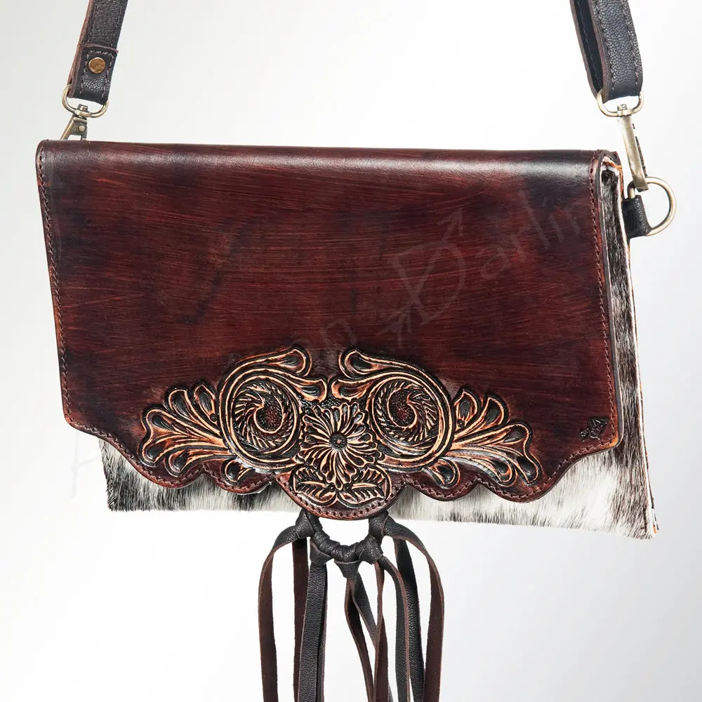 American Darling Wallet Hand Tooled Hair On Genuine Leather Western Women Bag | Handbag Purse Wristlet Travel Clutch 1