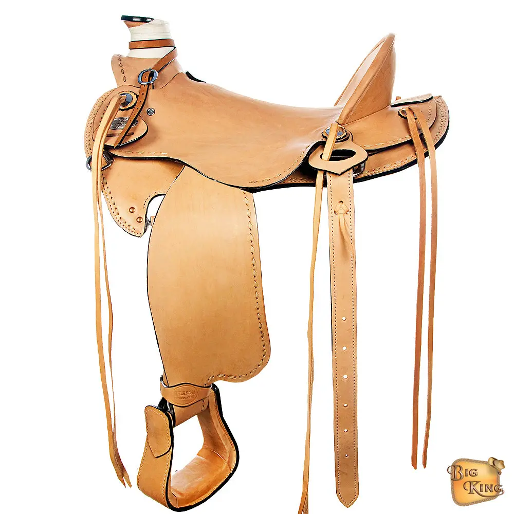 Hilason Western Horse Saddle American Leather Wade Ranch Roping Tan | Hand Tooled & For Horses 1