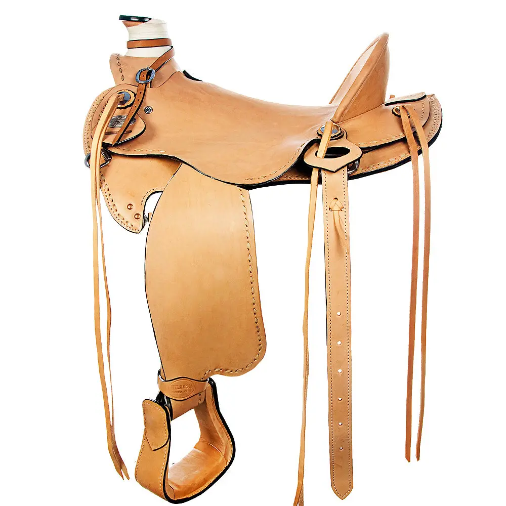 Hilason Western Horse Saddle American Leather Wade Ranch Roping Tan | Hand Tooled & For Horses 2