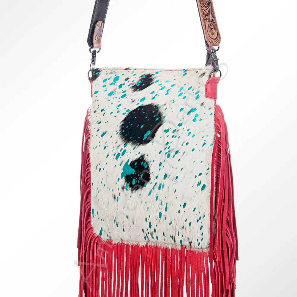 American Darling Messenger Hand Tooled Hair On Genuine Leather Western Women Bag Handbag Purse | Cute 1
