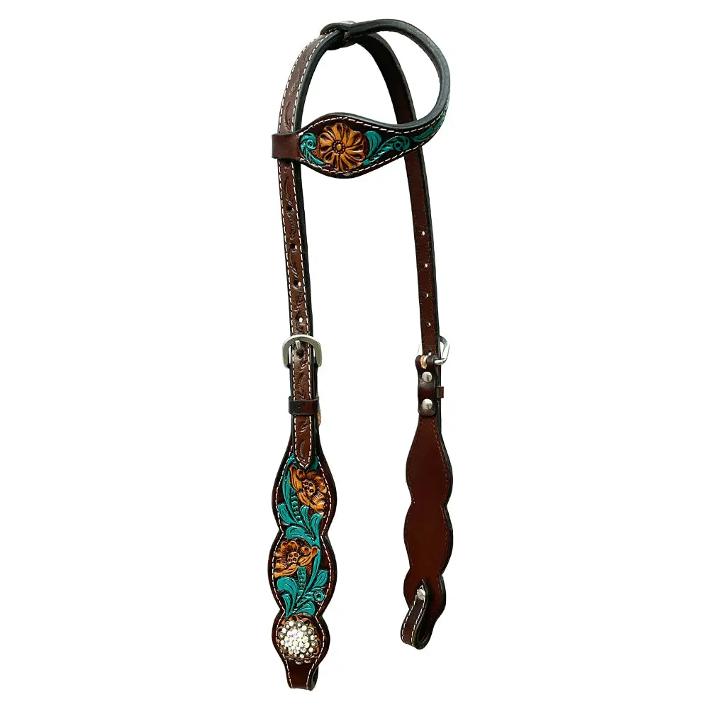 Bar H Equine American Leather Horse Saddle Tack One Ear Headstall Breast Collar Browband Wither Strap Set Jora Autumn 4