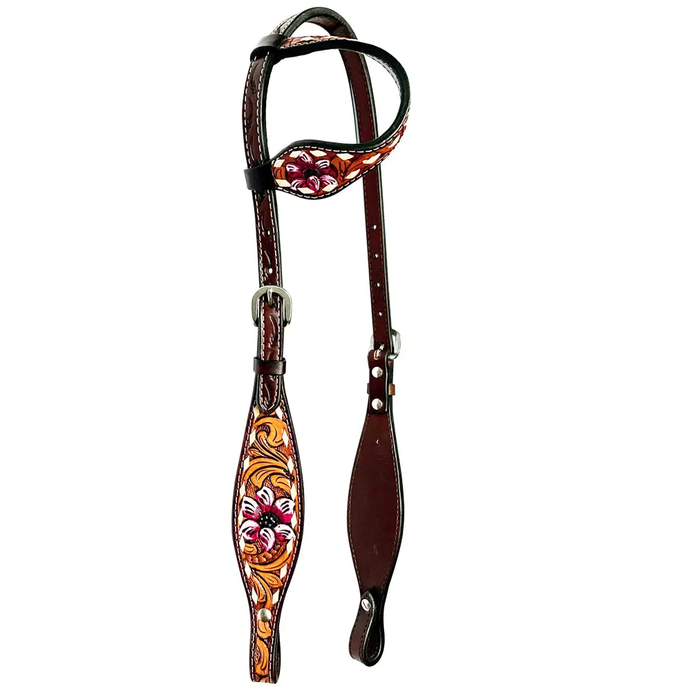 Bar H Equine American Leather Horse Saddle Tack One Ear Headstall Breast Collar Browband Wither Strap Set Tropical Chaya 1