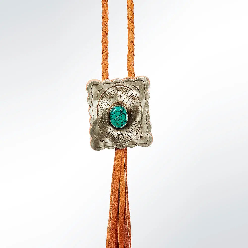 American Darling Adjw101a Braided Genuine Leather Jewelry Necklace With Concho 1