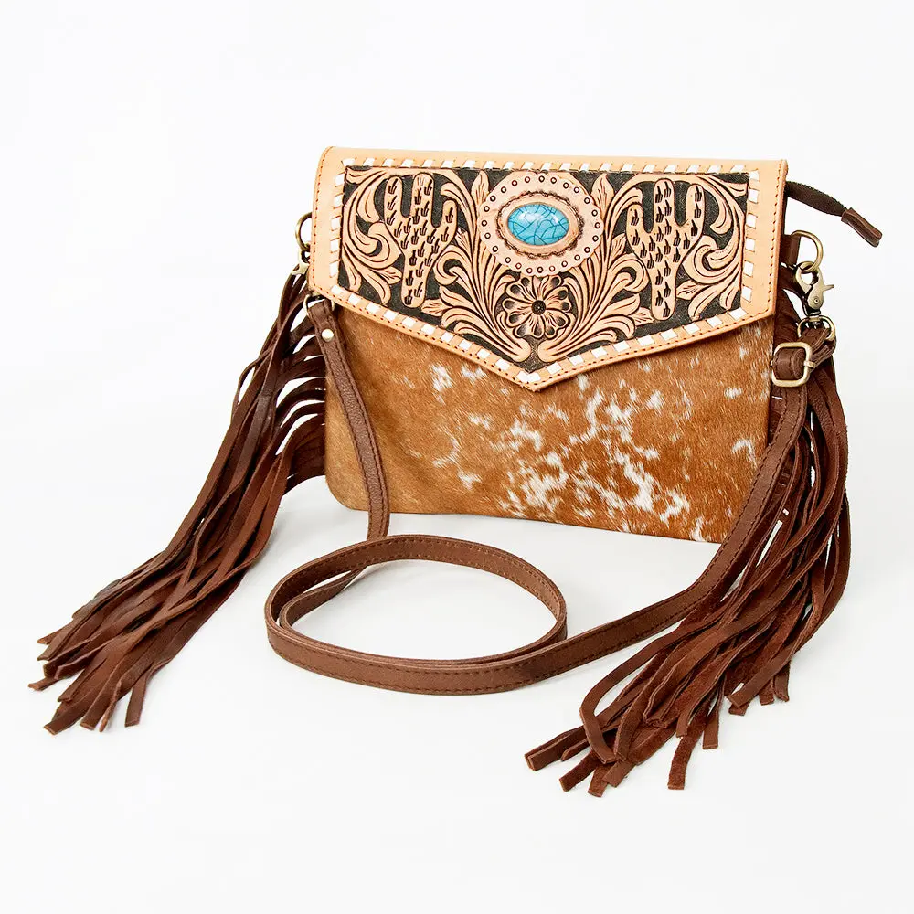 American Darling Envelope Hand Tooled Hair-On Genuine Leather Women Bag Western Handbag Purse | For Cute 1