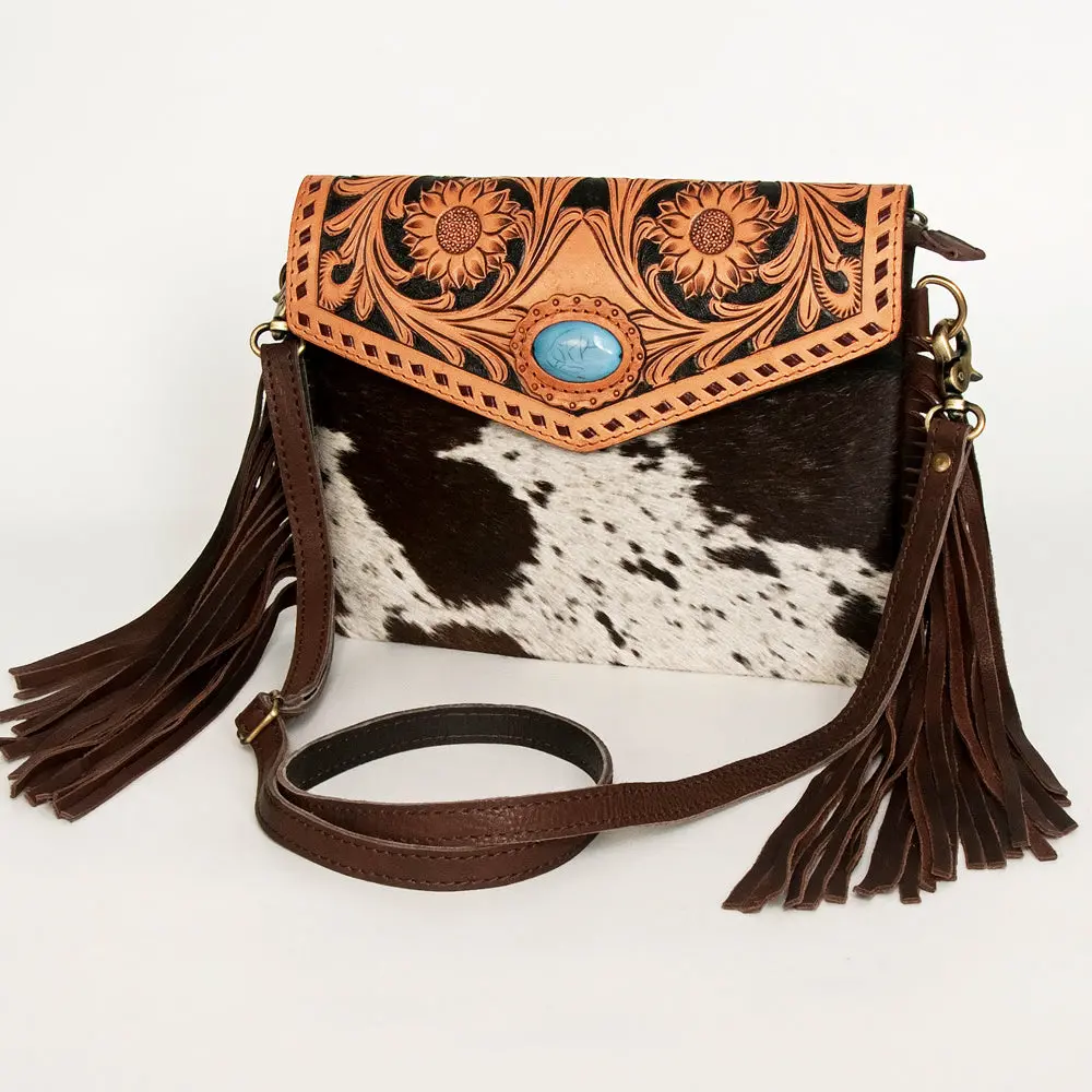 American Darling Envelope Hand Tooled Hair-On Genuine Leather Women Bag Western Handbag Purse | For Cute 1