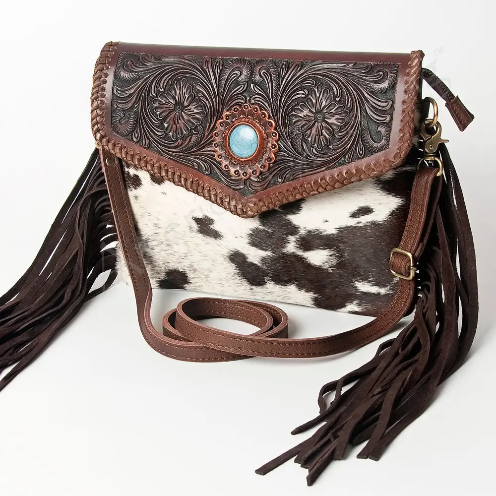 American Darling Envelope Hand Tooled Hair-On Genuine Leather Women Bag Western Handbag Purse | For Cute 1