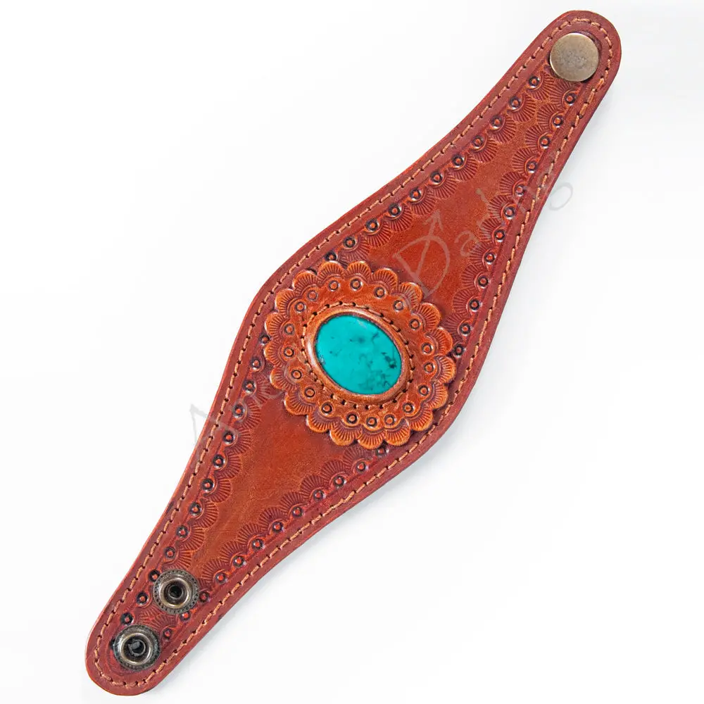 American Darling Bracelet Hand Tooled Carved Genuine Leather Women | Handmade Western Rustic 1