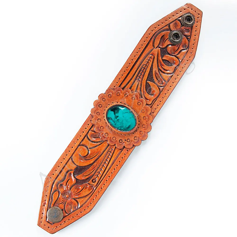 American Darling Bracelet Hand Tooled Carved Genuine Leather Women | Handmade Western Rustic 1