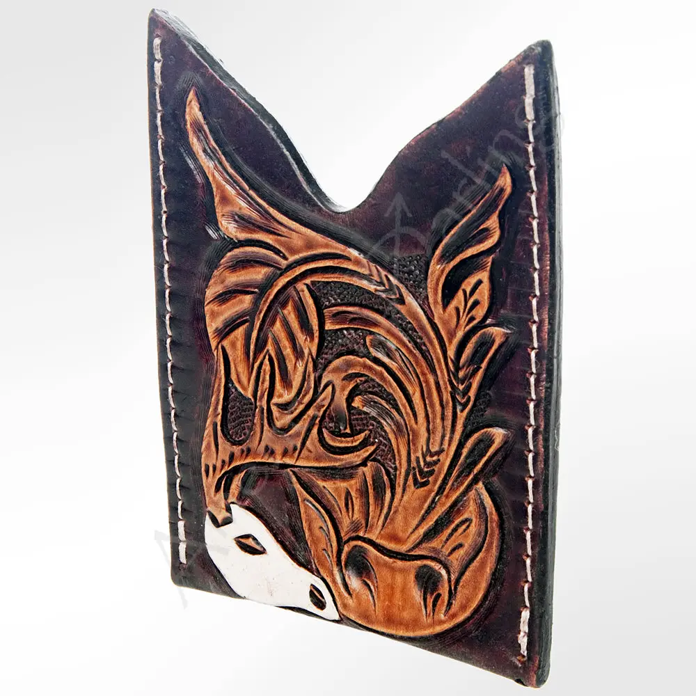 American Darling Card Holder Hand Tooled Genuine Leather | Business Credit 1