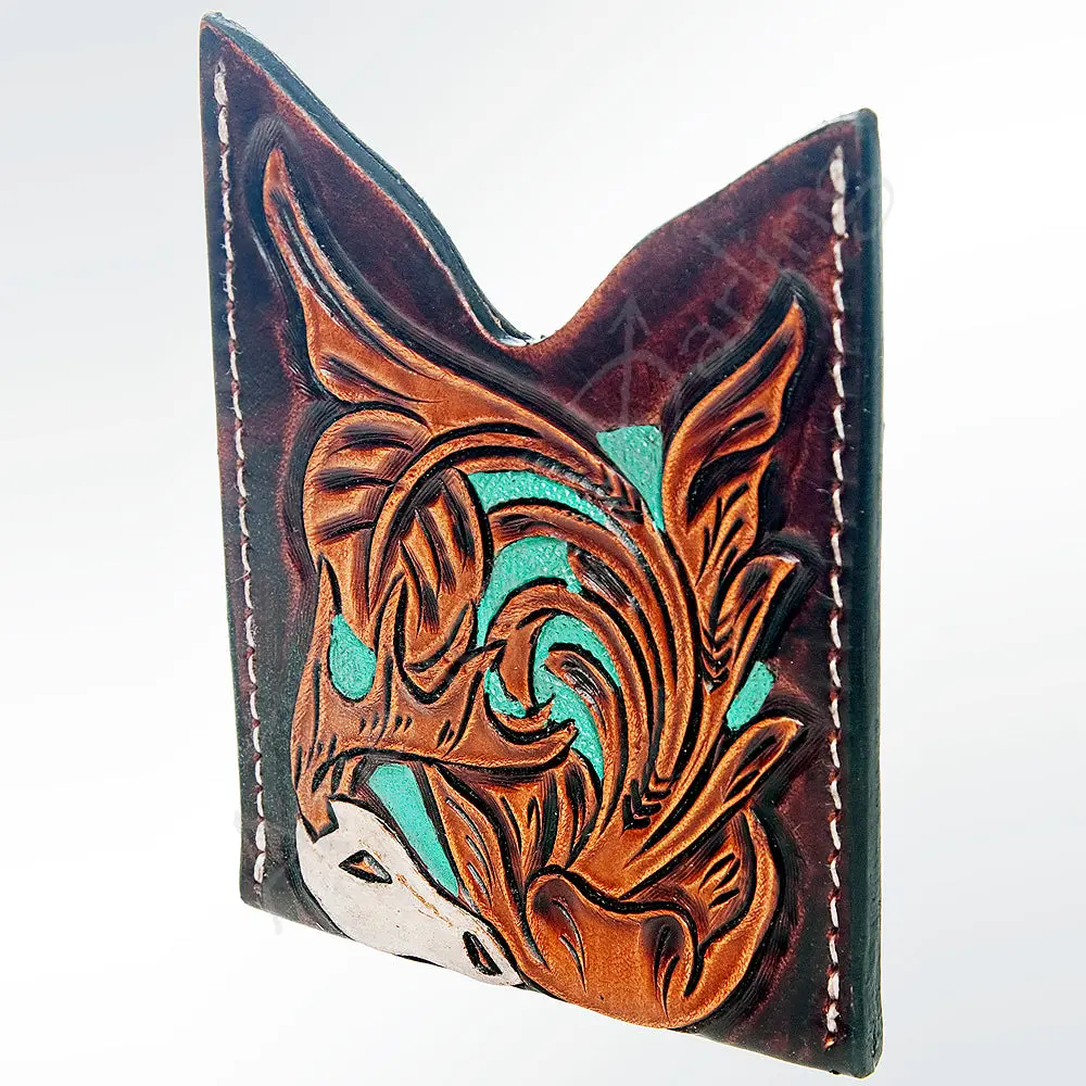 American Darling Card Holder Hand Tooled Genuine Leather | Business Credit 1