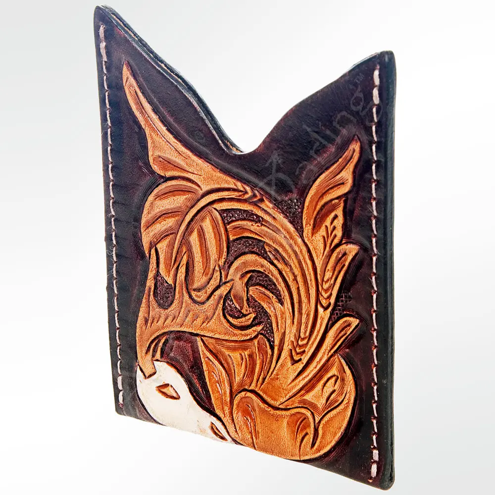 American Darling Card Holder Hand Tooled Genuine Leather | Business Credit 1