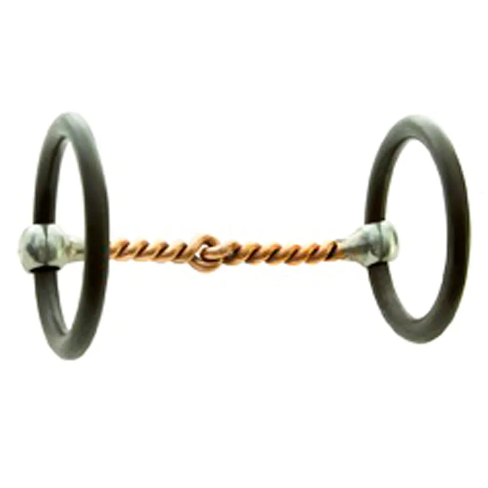 4 3/4 In Mouth Hilason Snaffle Bit Antique Brown Ring Twisted Copper 1
