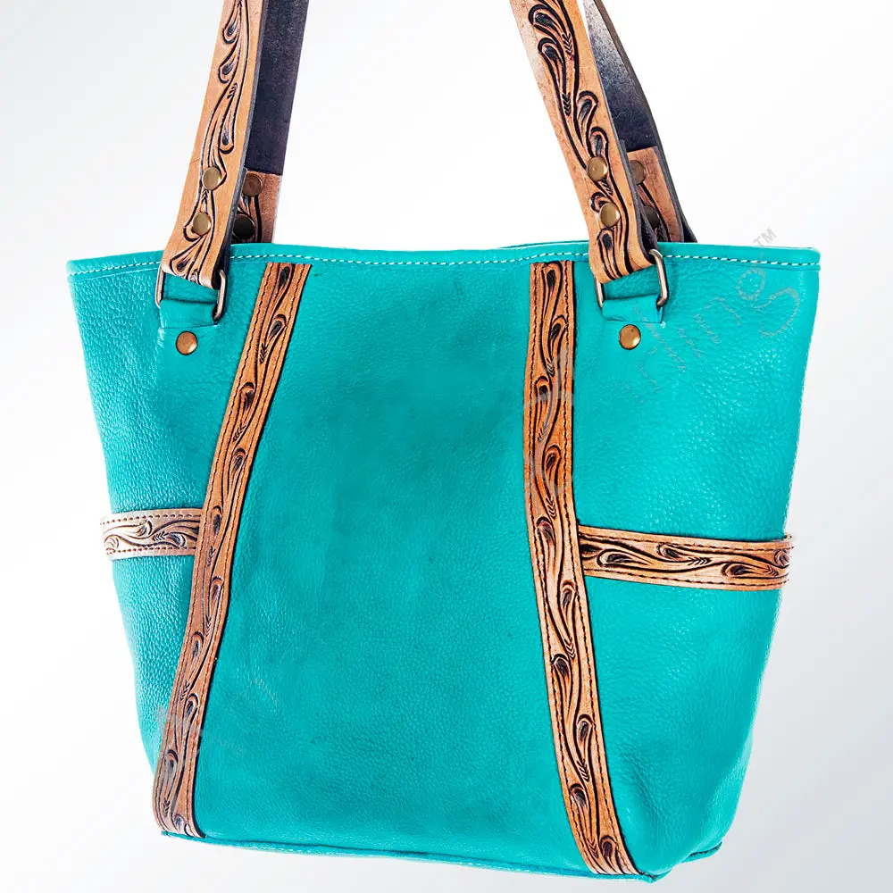 American Darling Tote Bag Hand Tooled Genuine Leather Western Purse With Floral Carved Straps And Ykk Zipper 1