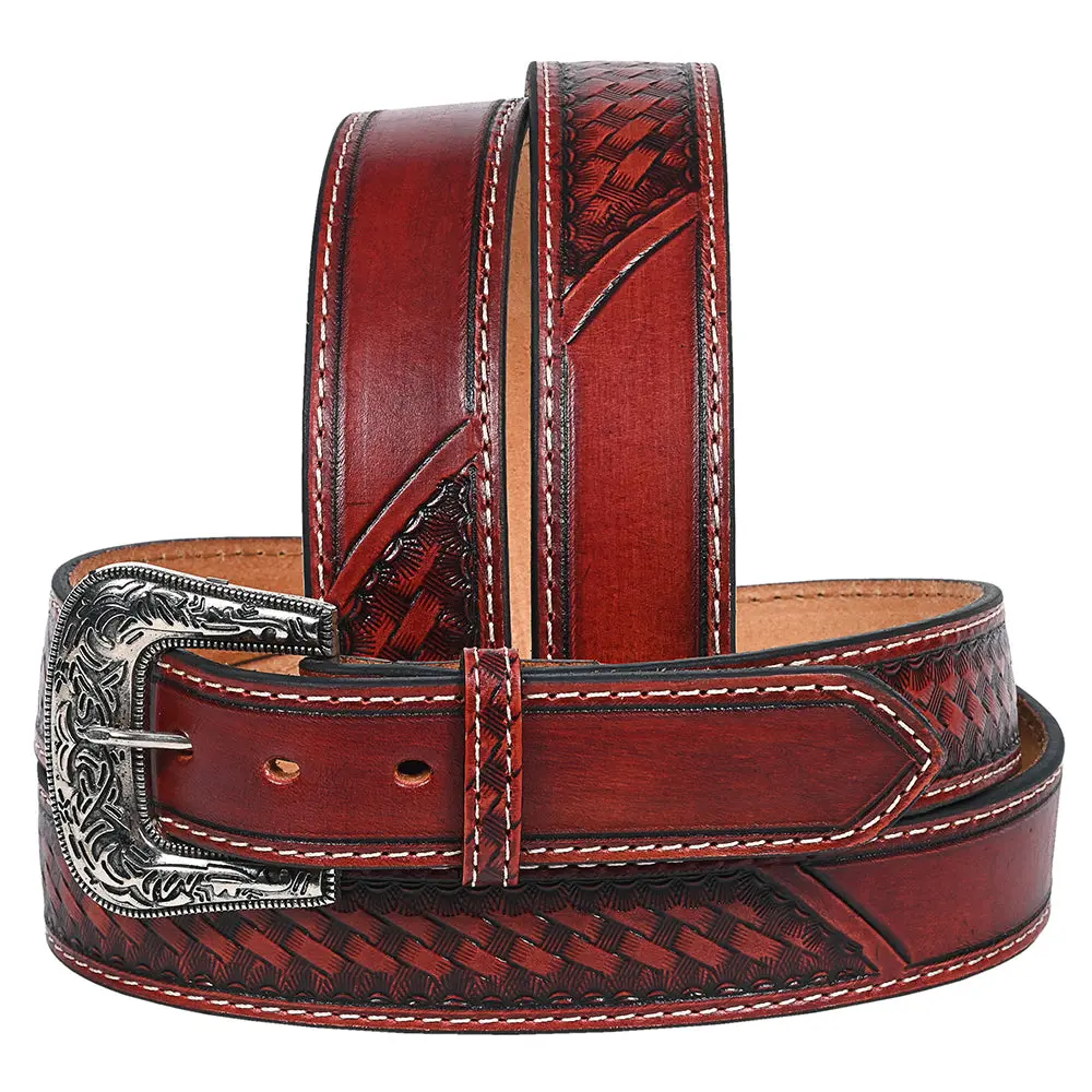 Hilason Western Genuine Leather Belt For Men Women Cowboy Cowgirl Handmade Unisex Full Grain Heavy Duty Engraved Buckle 1