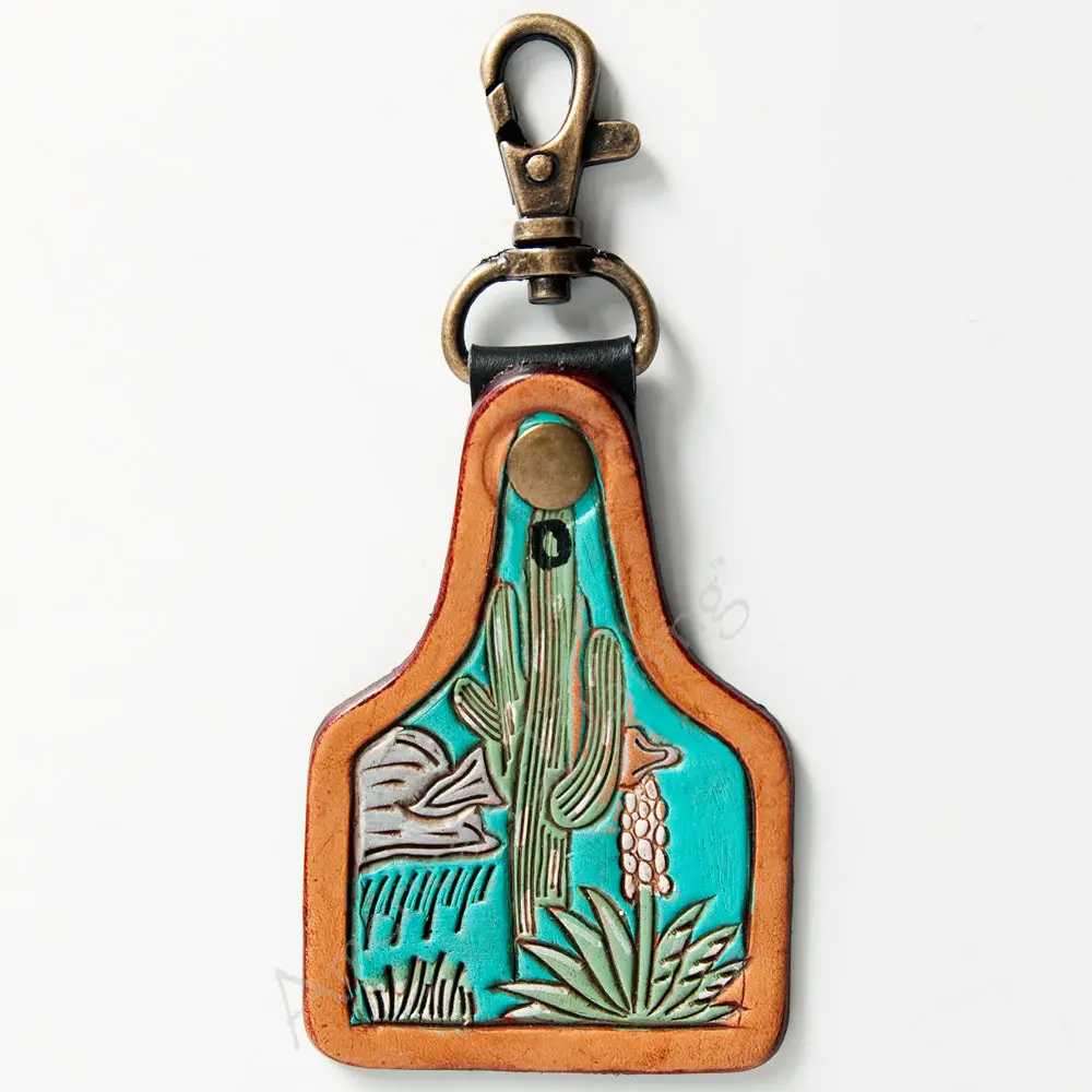 American Darling Adkr167 Hand Tooled Carved Genuine Leather Keyring 1