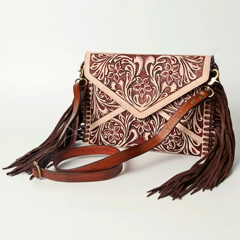 American Darling Envelope Hand Tooled Genuine Leather Women Bag Western Handbag Purse 1