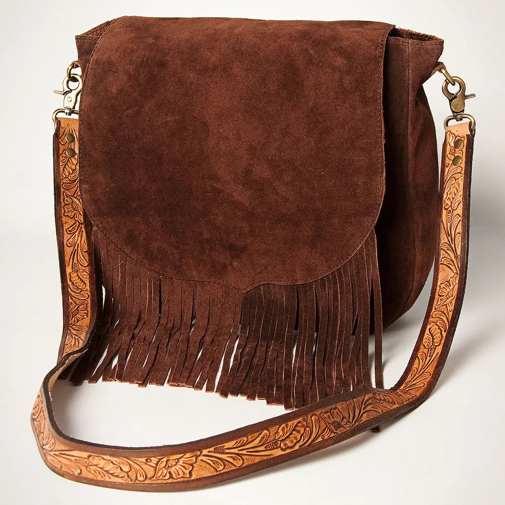 American Darling Messenger Suede Hand Tooled Full Grain Leather Western Women Bag Handbag Purse | Crossbody For Cute 1