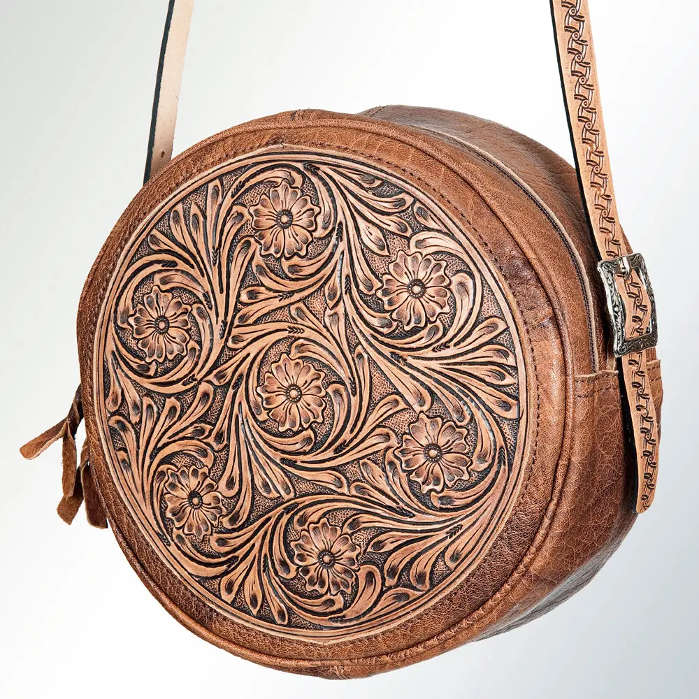 American Darling Canteen Bag Hand Tooled Genuine Leather Western Women | Handbag Purse Travel Clutch 1