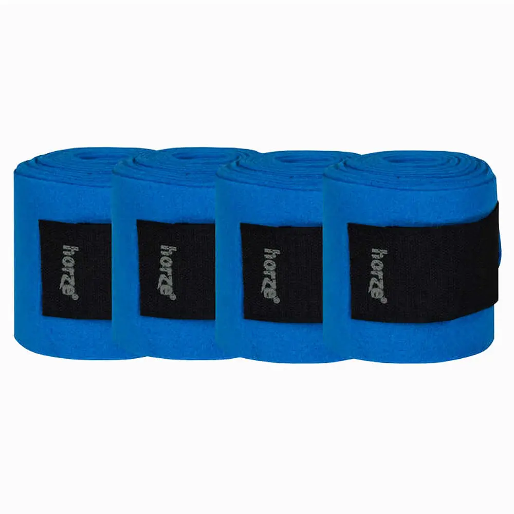 4 In Width Horze Horse Fleece Bandages Hook Loop Fasteners Orion Blue 1