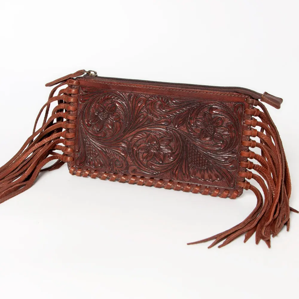 American Darling Wristlet Hand Tooled Genuine Leather Women Bag Western Handbag Purse 1