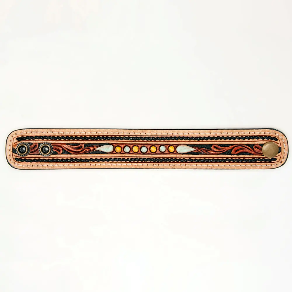 American Darling Bracelet Hand Tooled Carved Genuine Leather Women | Handmade Western Rustic 1