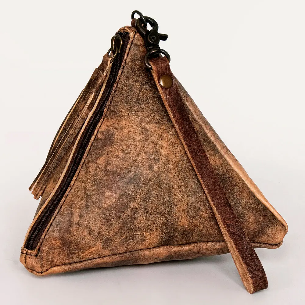 American Darling Wallet Bag Genuine Vegetable Tanned Leather Western Pyramid Purse With Wristlet Strap And Ykk Zipper 1