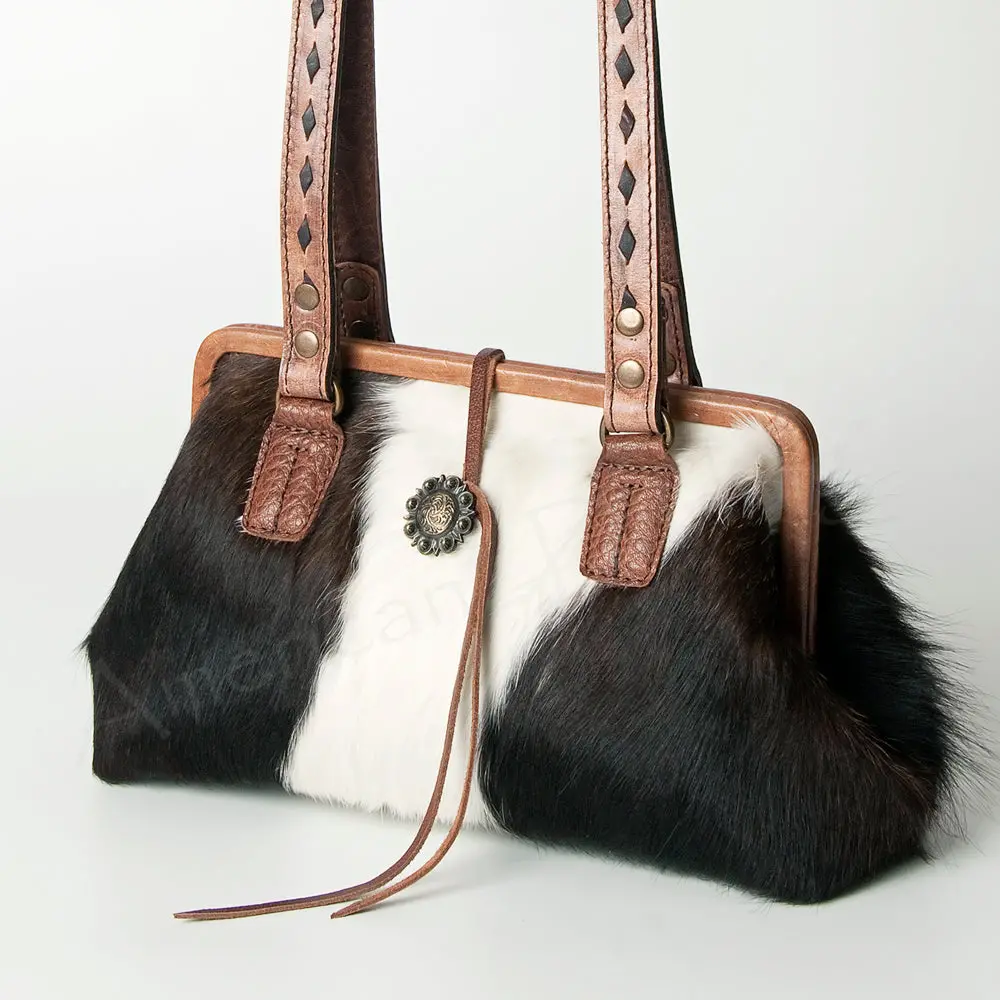 American Darling Clutch Bag Western Hair-On Cowhide Genuine Leather Purse With Concho And Tassels For Women 1