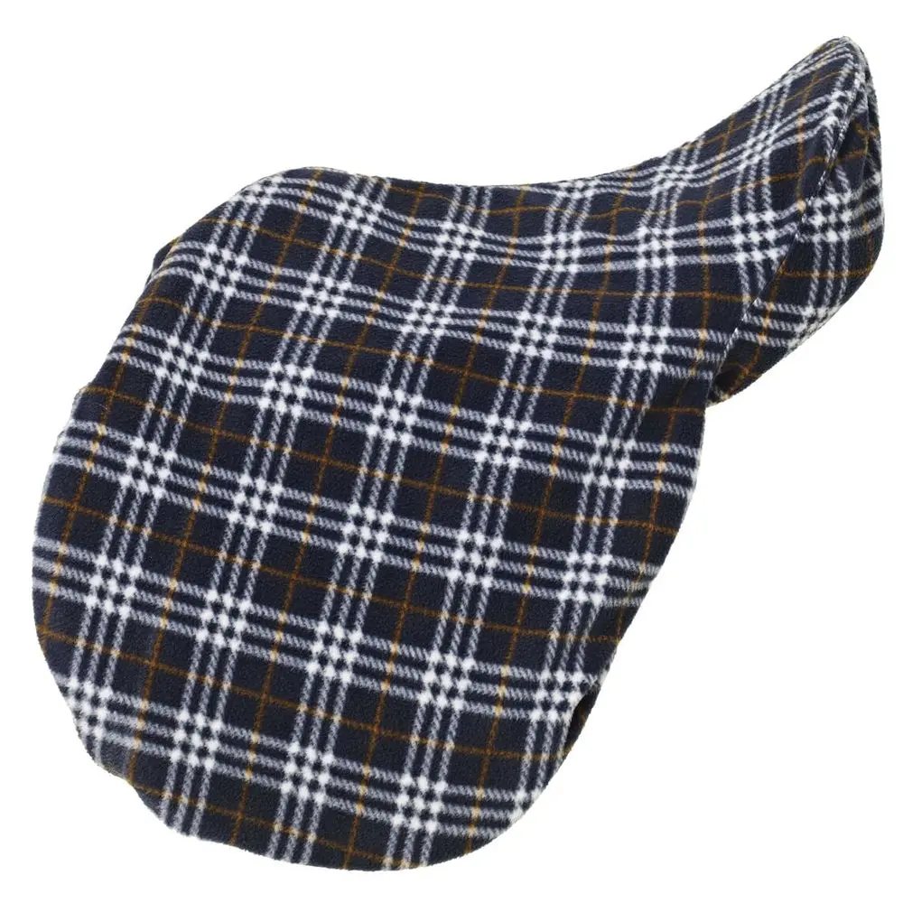 20Sx20dx40w Centaur Close Contact Fleece Saddle Cover Blue Corn Plaid 1