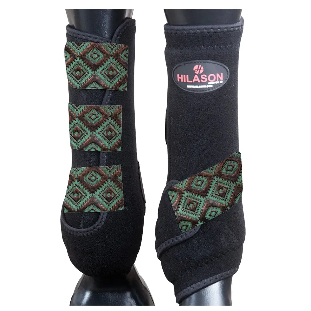 Hilason Performance Hind Leg Boots – Breathable Printed Sport Protection for Horses