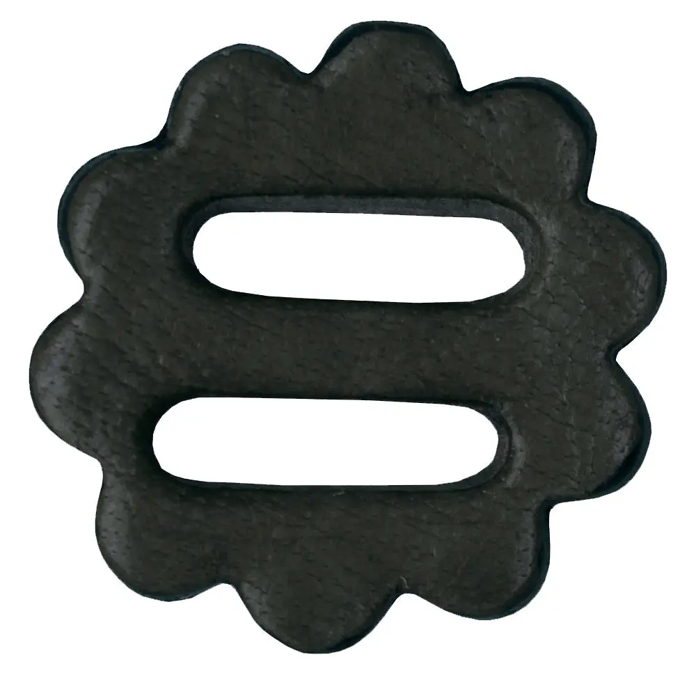 Hilason Slotted Scalloped Leather Rosette Concho Saddle Tack Black 1-1/4" 1