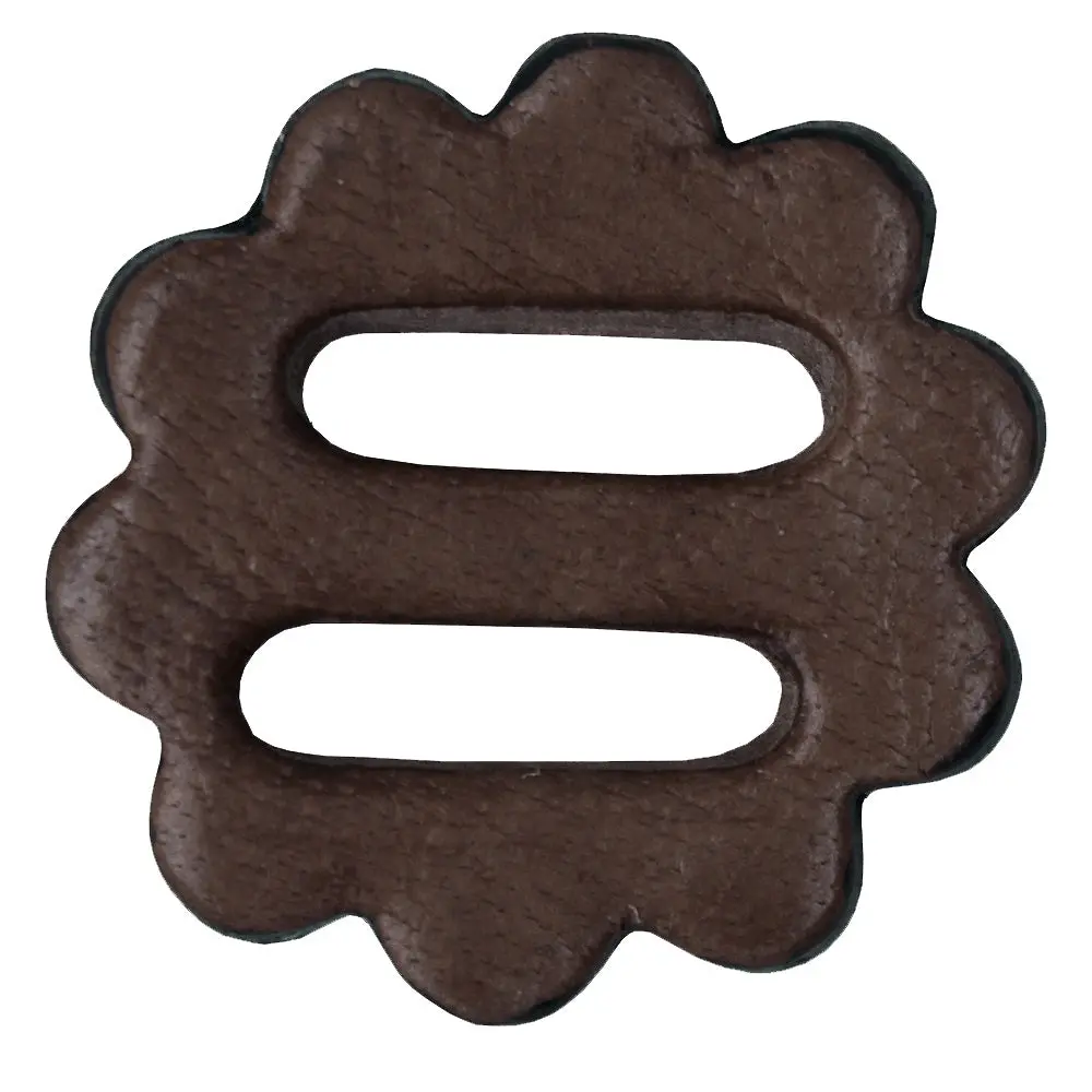 Hilason Slotted Scalloped Leather Rosette Concho Saddle Tack Brown 1-1/4" 1