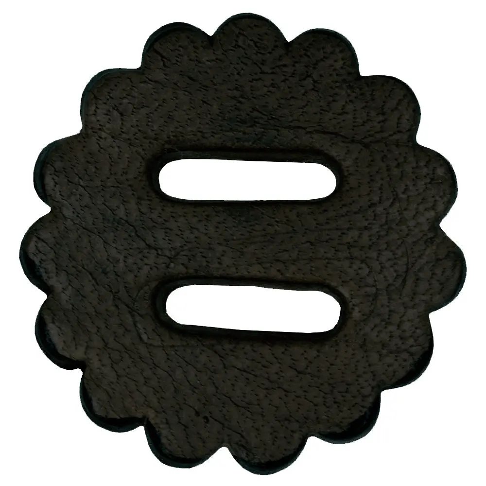 Hilason Slotted Scalloped Leather Rosette Concho Saddle Tack Black 1-3/4" 1