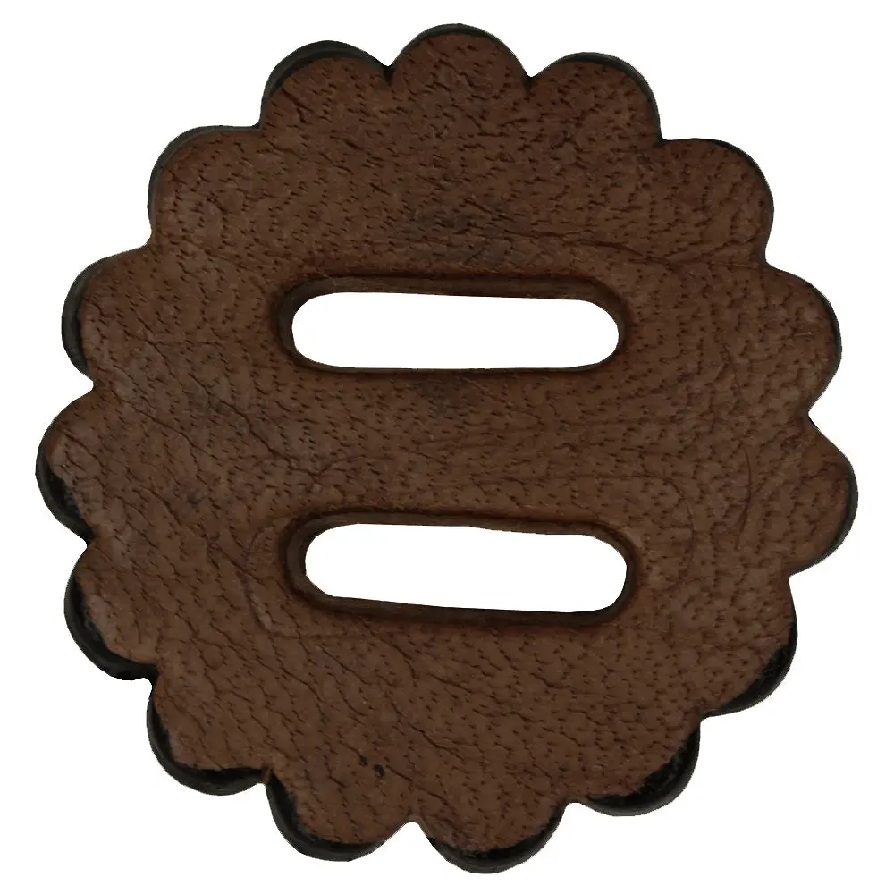 Hilason Slotted Scalloped Leather Rosette Concho Saddle Tack Dark Brown 1-3/4" 1
