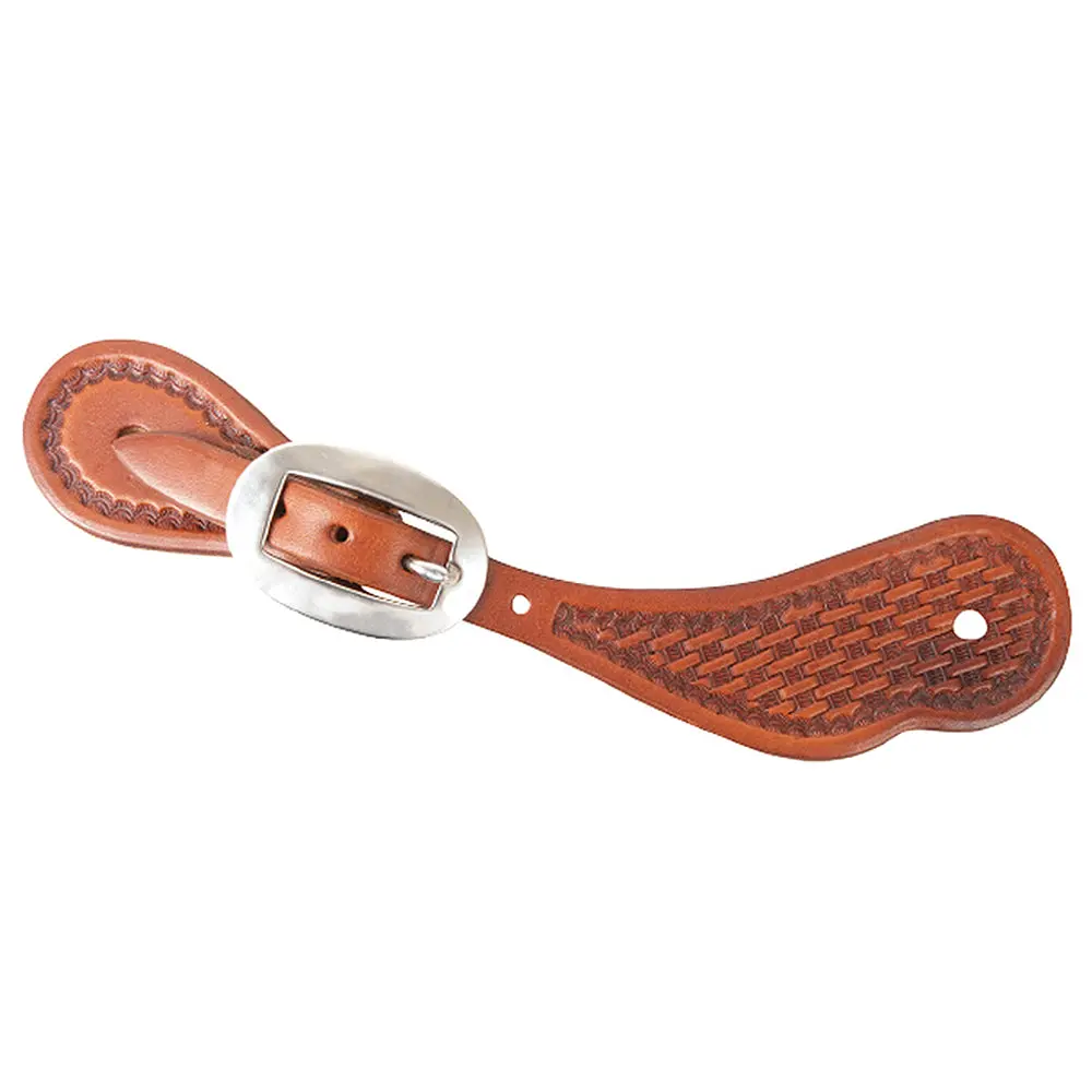 Medium Martin Saddlery Spur Strap Cowboy Chestnut Basketweave 1