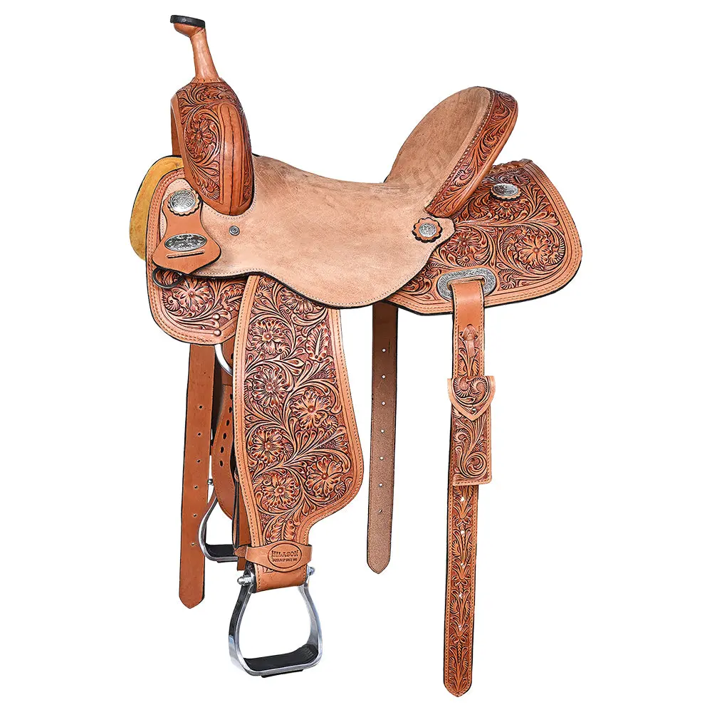 Hilason Western Horse Barrel Racing Saddle Trail American Leather | For Horses 1