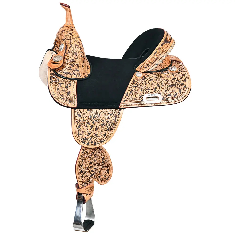 Hilason Western Horse Barrel Saddle Treeless American Leather Oiled | For Horses 1