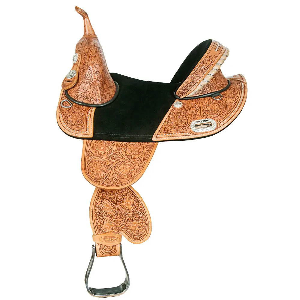 Hilason Western Trail Treeless Barrel Racing American Leather Saddle 1