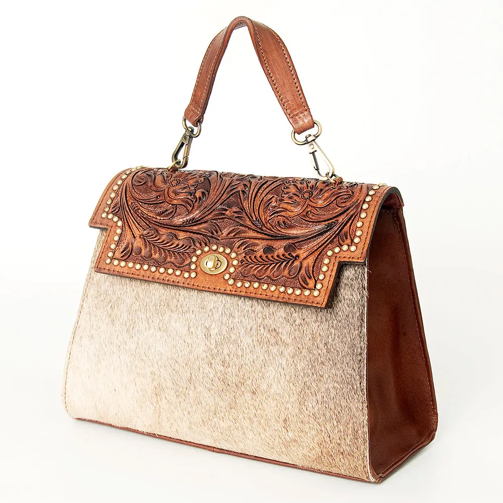 American Darling Briefcase Hand Tooled Hair On Genuine Leather Western Women Bag Handbag | For Cute Laptop 1