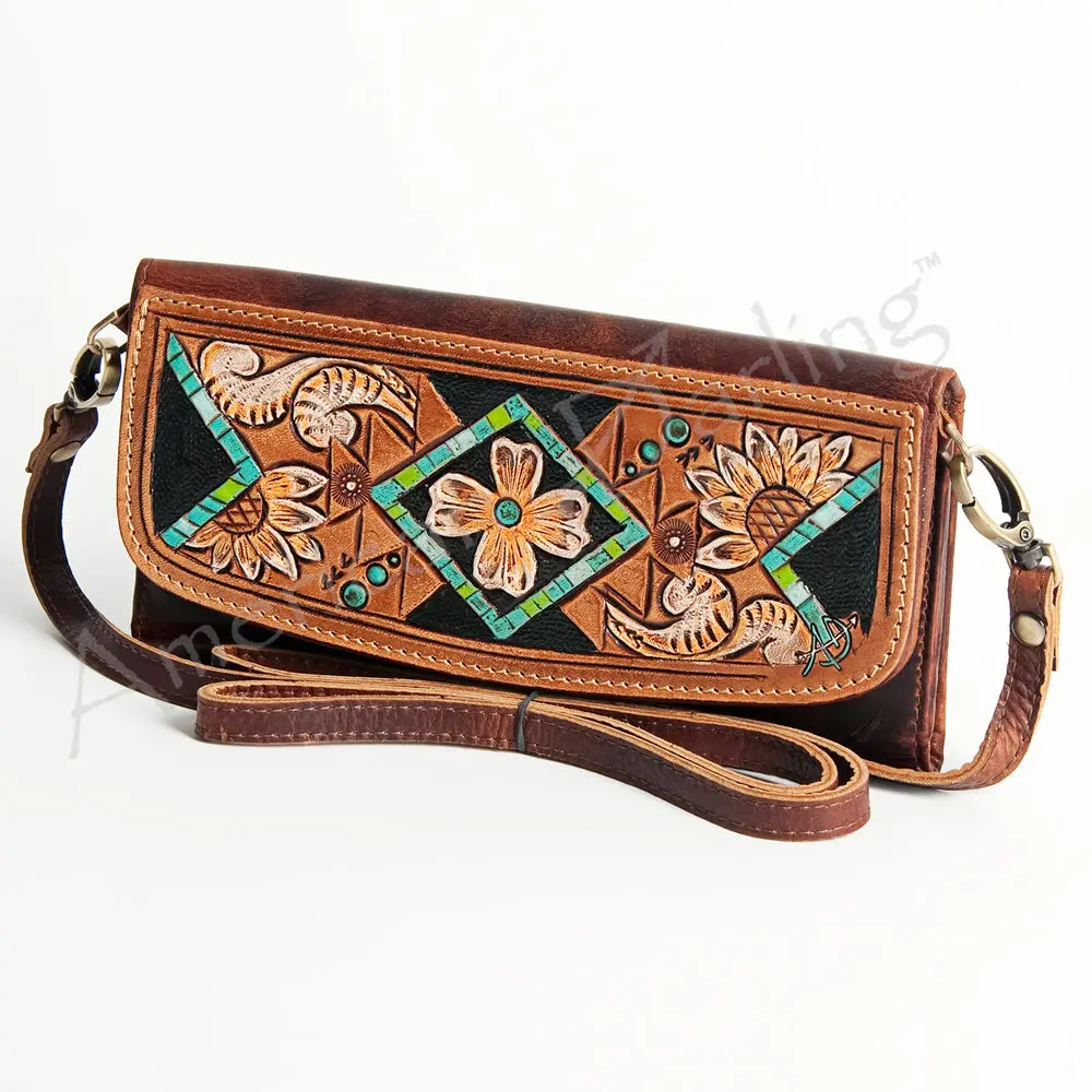 American Darling Wallet Hand Tooled Genuine Leather Western Women Bag | Handbag Purse Wristlet Travel Clutch 13