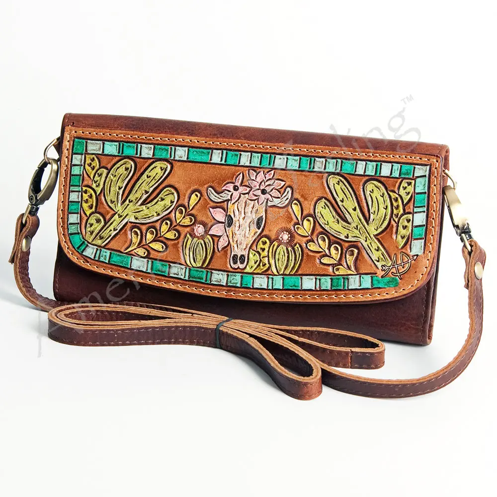 American Darling Wallet Hand Tooled Genuine Leather Western Women Bag | Handbag Purse Wristlet Travel Clutch 15