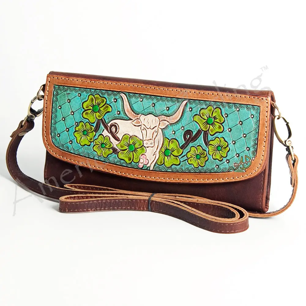 American Darling Wallet Hand Tooled Genuine Leather Western Women Bag | Handbag Purse Wristlet Travel Clutch 18